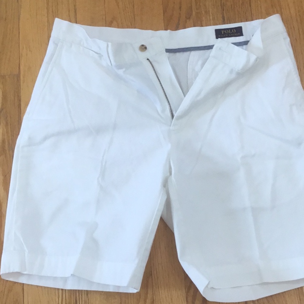 Polo by Ralph Lauren White Flat Front Shorts